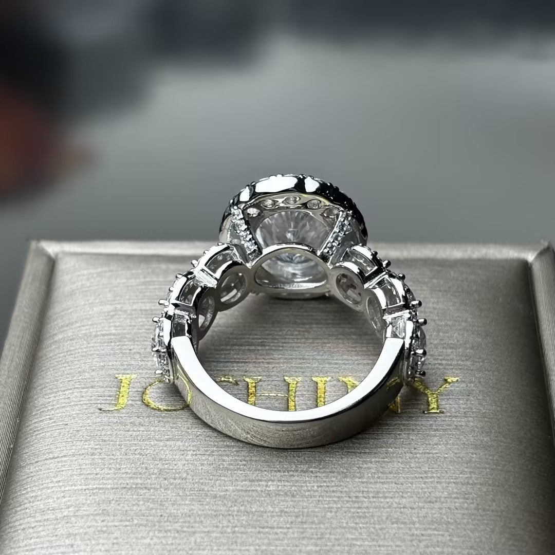 7ctw Oval Cut Hidden Halo Gemstone Engagement Ring -JOSHINY