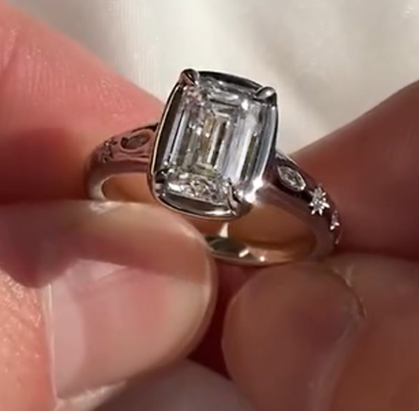 Stylish 2 ctw Emerald Cut White Gemstone Engagement Ring -JOSHINY