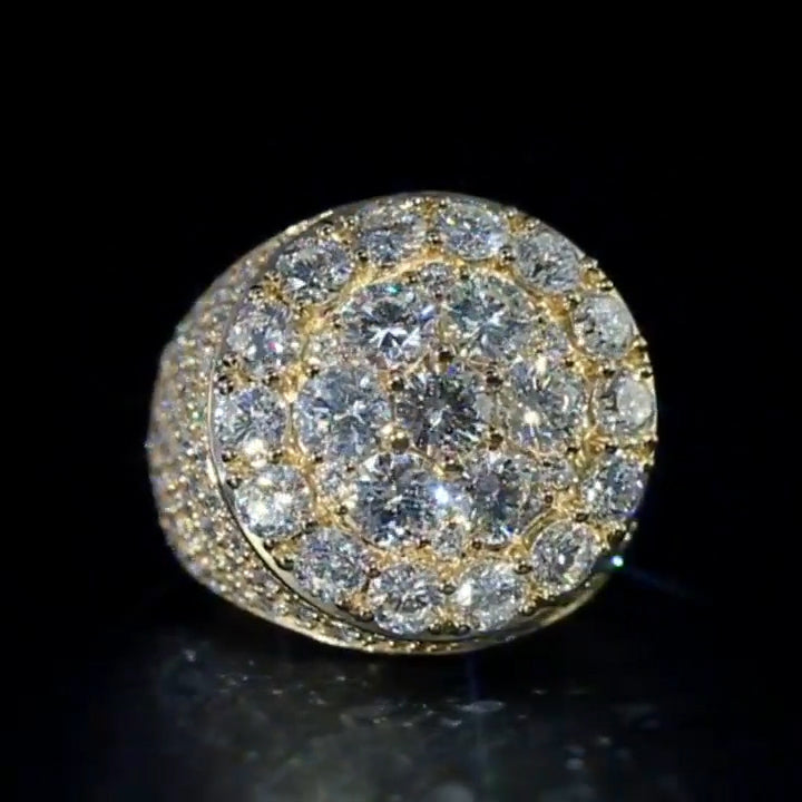 4ct Round Cut Luxury Pave Set Gold Ring -JOSHINY