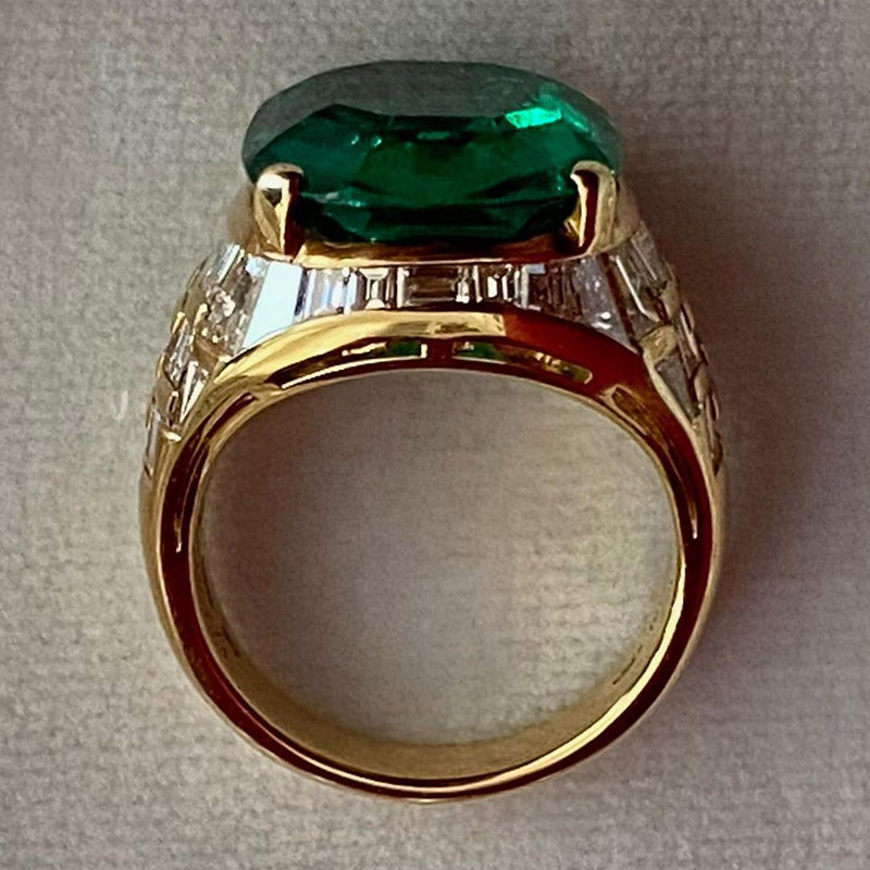 11.52ct Cushion Cut Vintage Emerald Jewellery Ring -JOSHINY