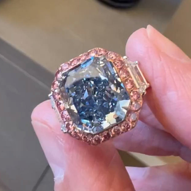 11.28ct pink and blue two-tone crushed ice ring -JOSHINY