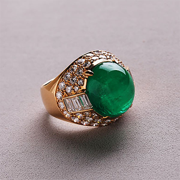 10.2ct Emerald Jadeite Gemstone Ring -JOSHINY