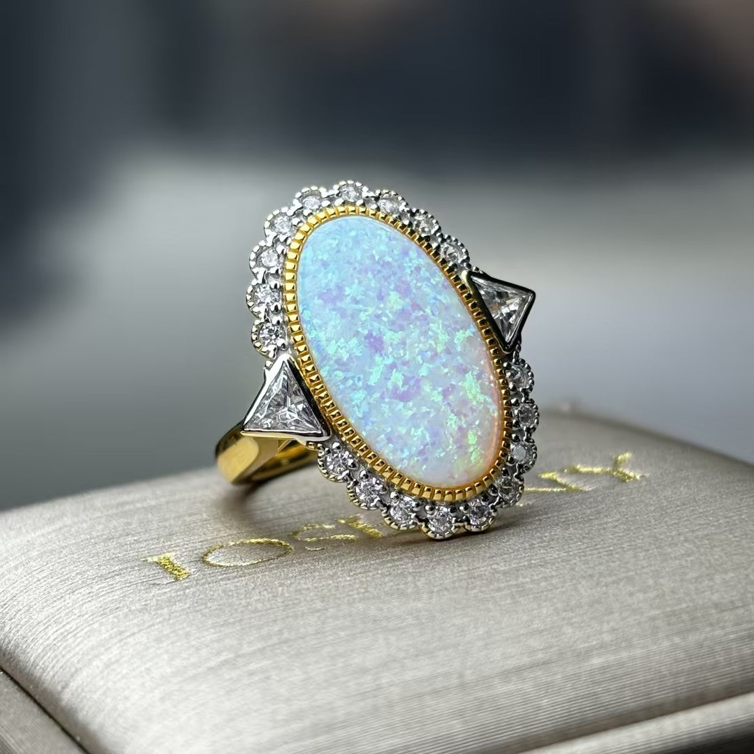 15Ct oval vintage opal ring-JOSHINY