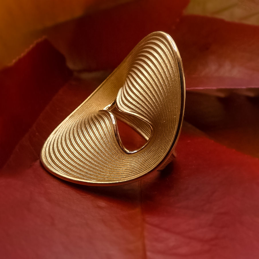 Unique Gold Pleated Texture Fashion Ring -JOSHINY