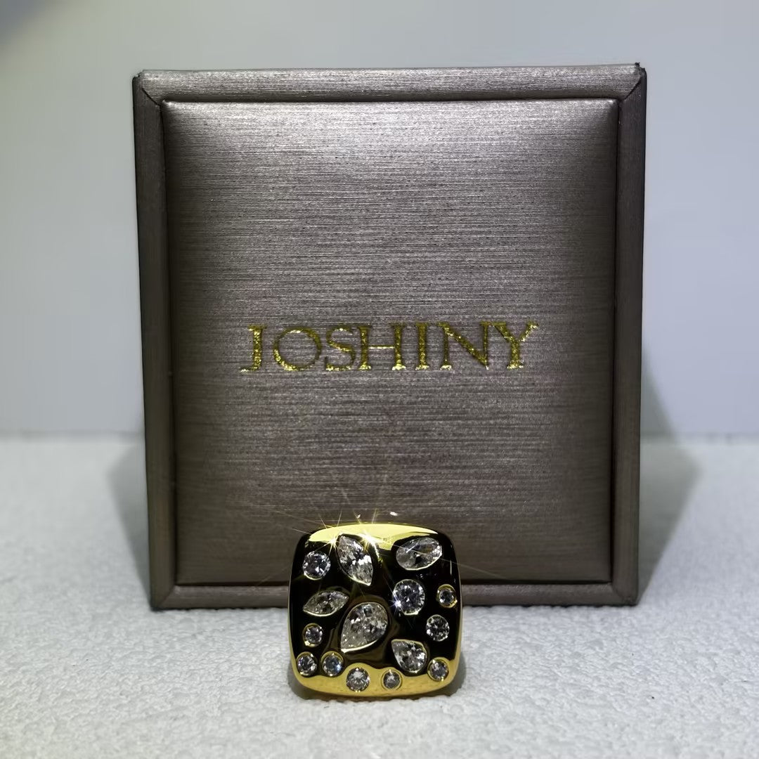 2.3 Ctw Multi Cut White Cubic Zirconia 925 Sterling Silver Art Ring-JOSHINY