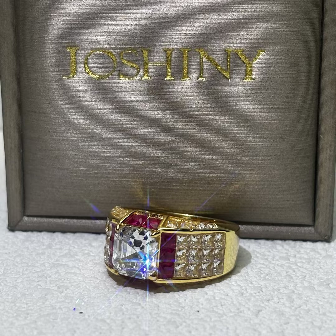 4 CTW Princess Cut White & Red Cubic Zirconia Vintage 925 Sterling Silver Engagement Wedding Ring- Joshiny