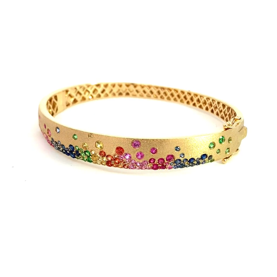 Stylish 5 ctw Round Cut Multicolor & White Gemstone Bracelet -JOSHINY