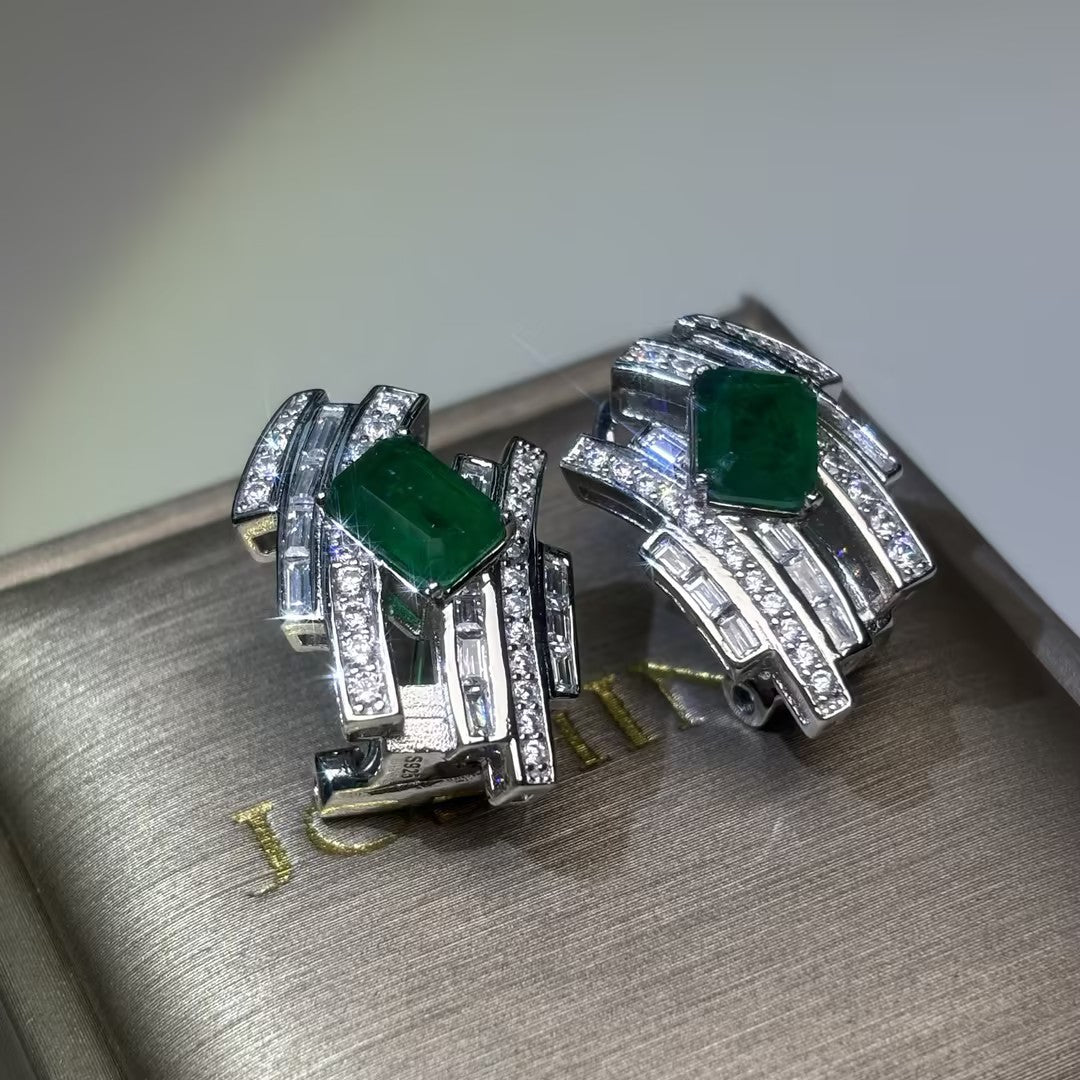 5Ctw Emerald Art Earrings-JOSHINY