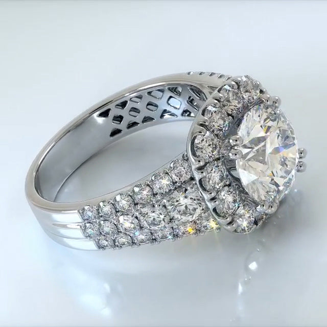 3ct Round Cut Fine Diamond Engagement Ring -JOSHINY