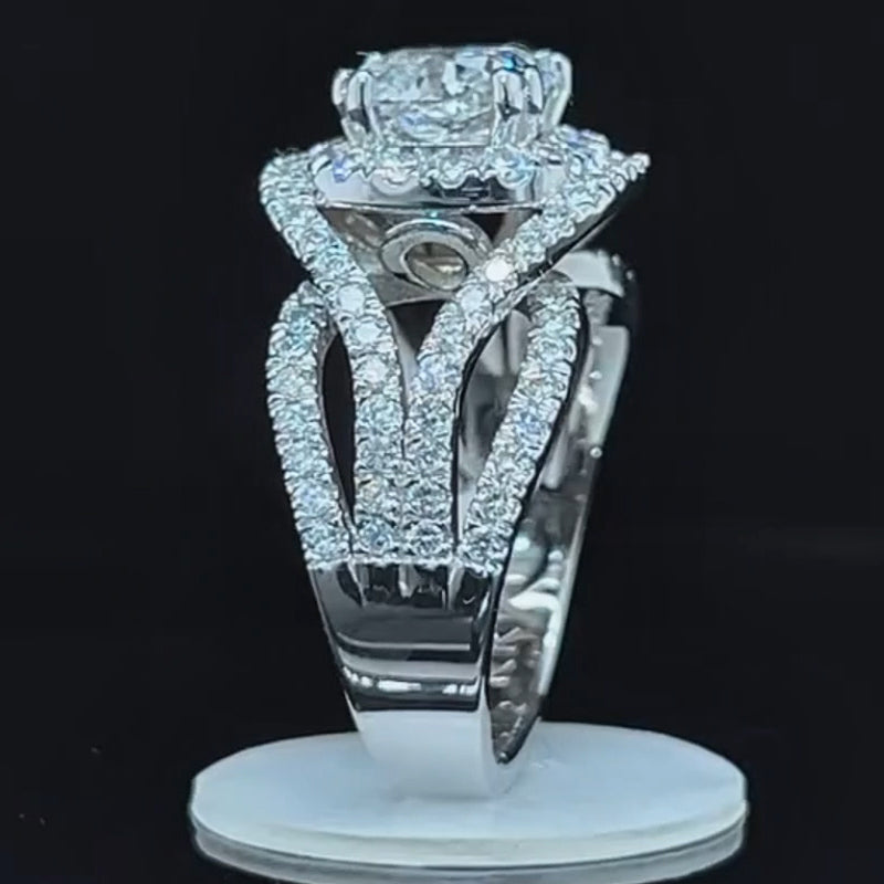 6.02ctw Cushion Cut Intertwined Stones Engagement Ring -JOSHINY