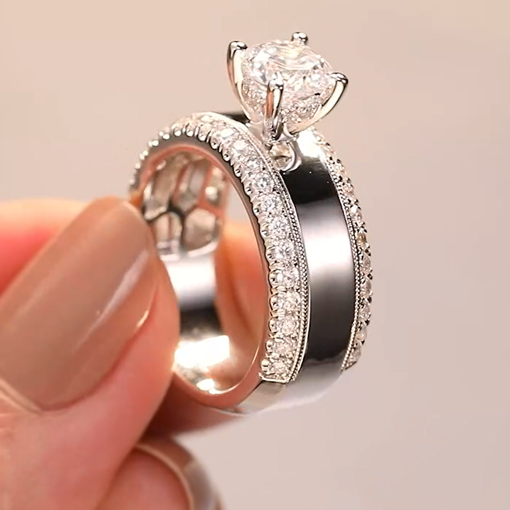 Classic 2 ctw Round Cut White Gemstone Engagement Ring -JOSHINY