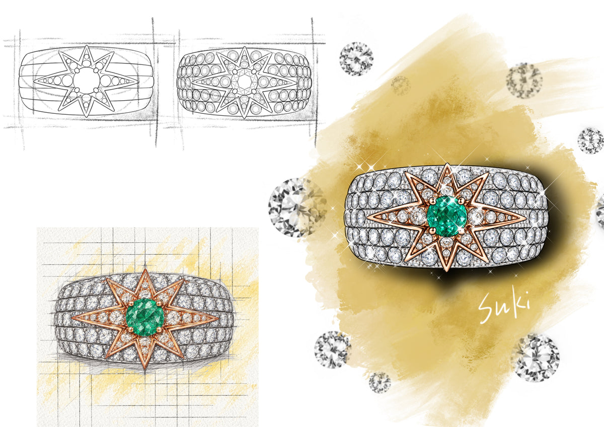4CTW Round Cut Multi-colour Cubic Zirconia Iridescent 925 Sterling Silver Ring-Joshiny
