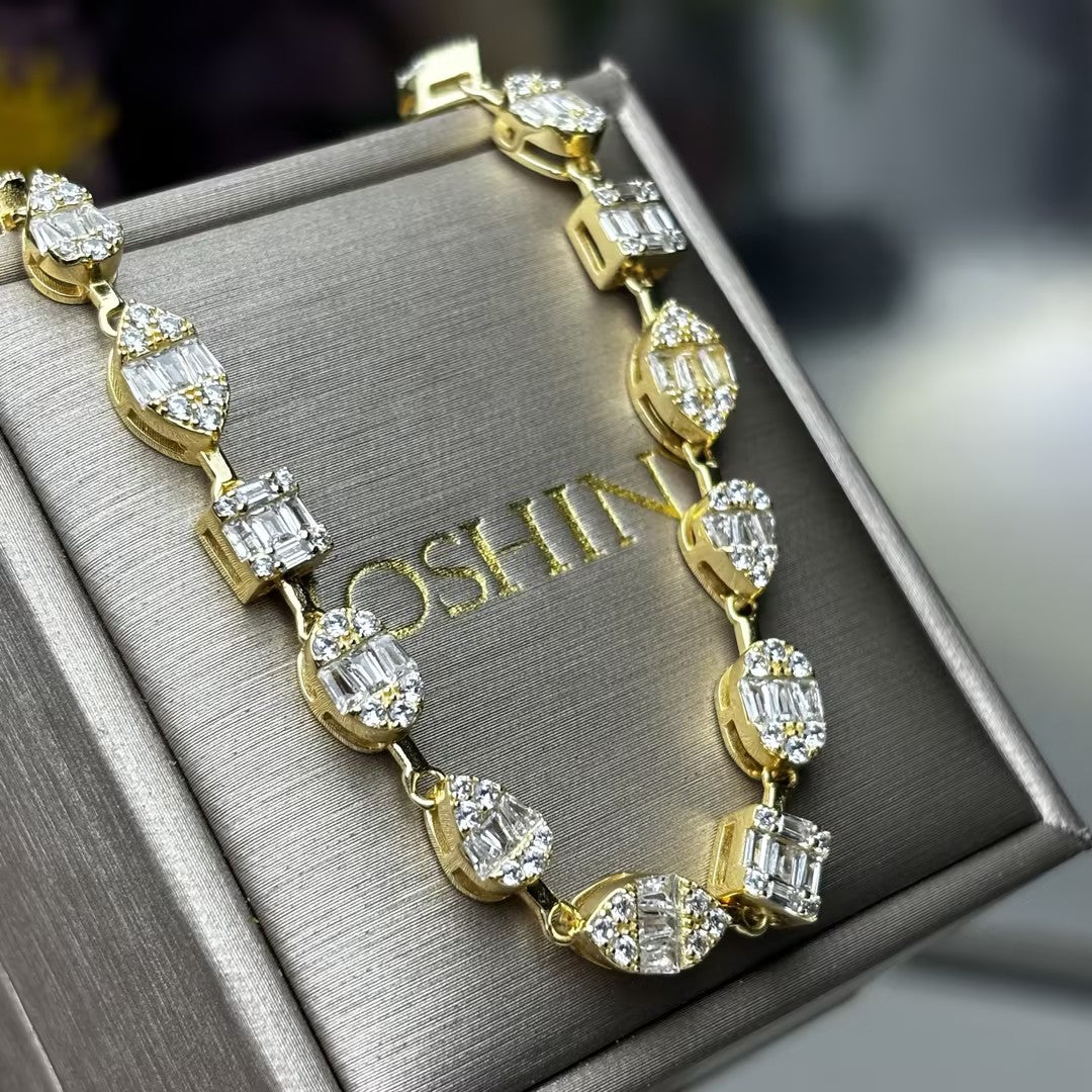 9.09 Ctw Trapezoidal Cut White Cubic Zirconia 925 Sterling Silver Luxury Necklace for Men-JOSHINY