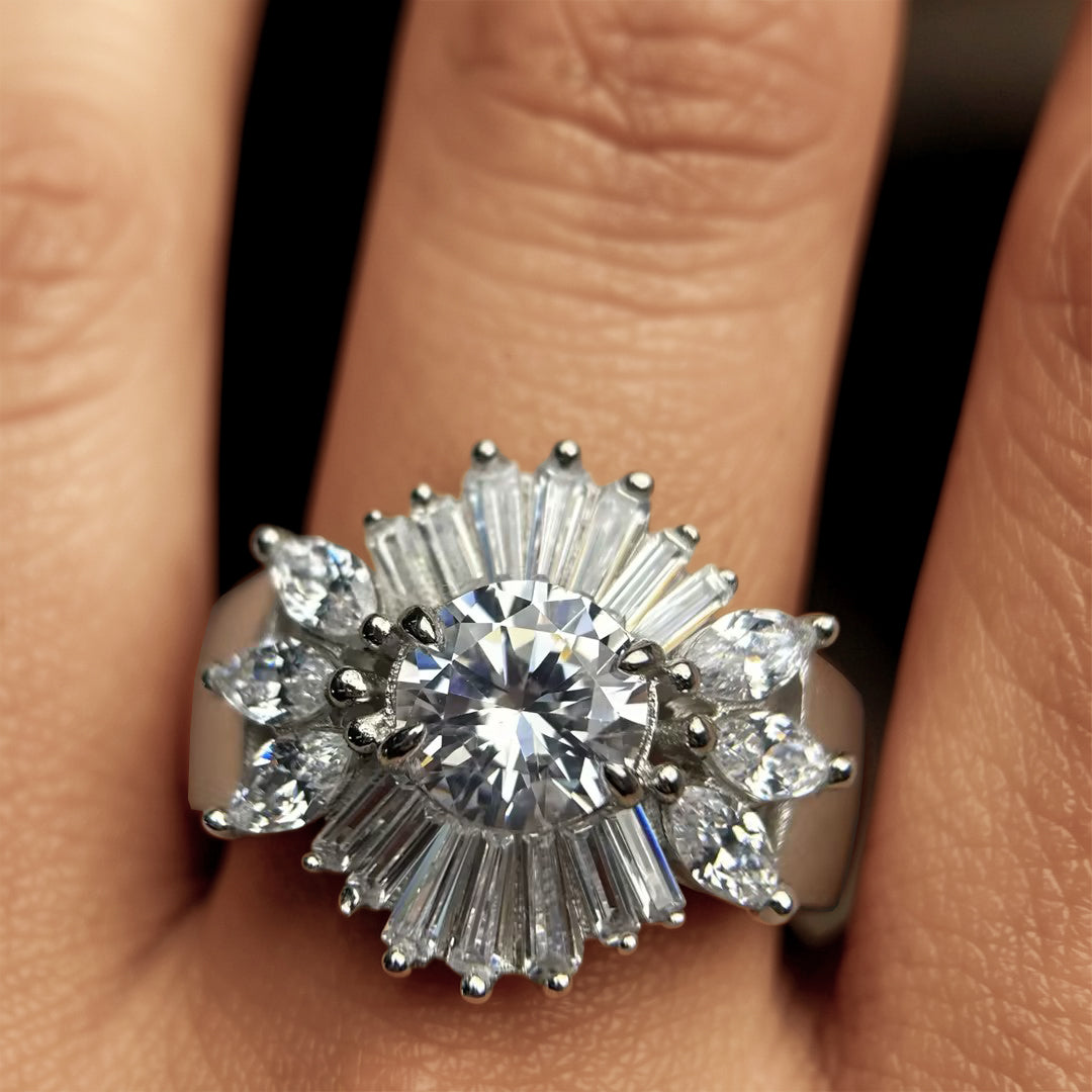 3.0Ctw Multi-Cut Ballerina Engagement Ring-JOSHINY