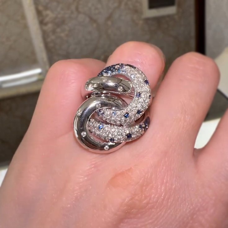 Unique 4 ctw Round Cut White Gemstone & Sapphire Ring -JOSHINY
