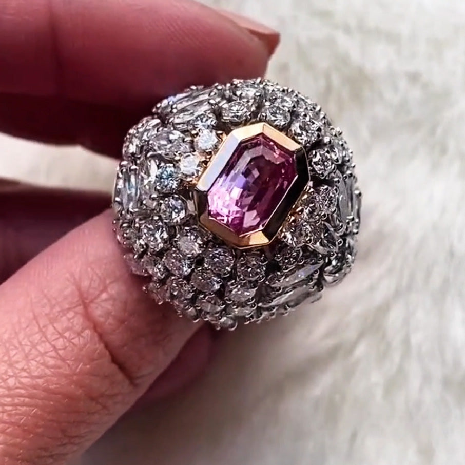 9ctw Octagon Cut Purple Gemstone Cocktail Ring -JOSHINY