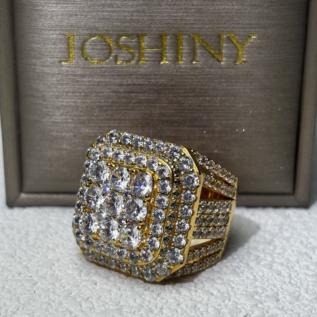 4.3 Ctw Round Cut White Cubic Zirconia 925 Sterling Silver men's ring-JOSHINY