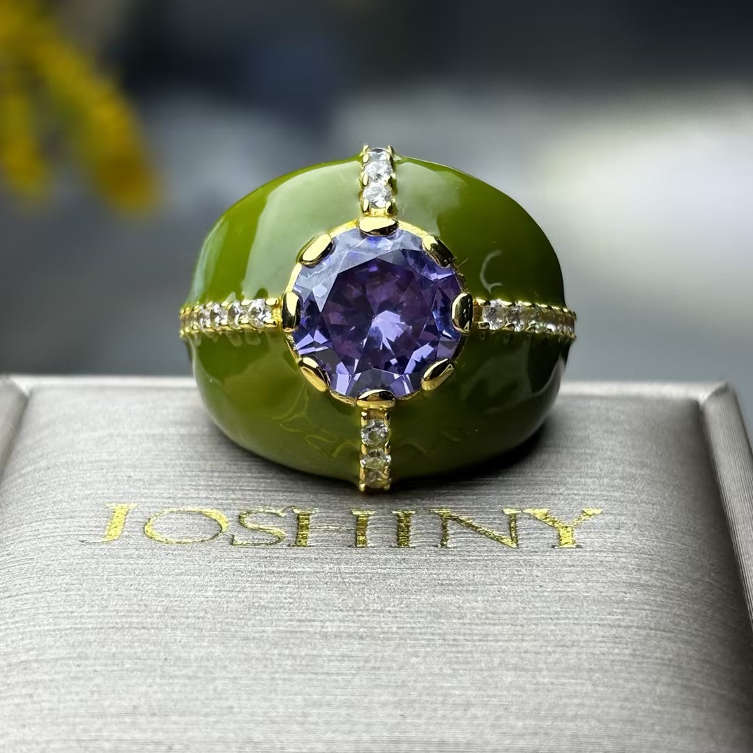 Unique artistic style brightly colored gemstone ring-JOSHINY