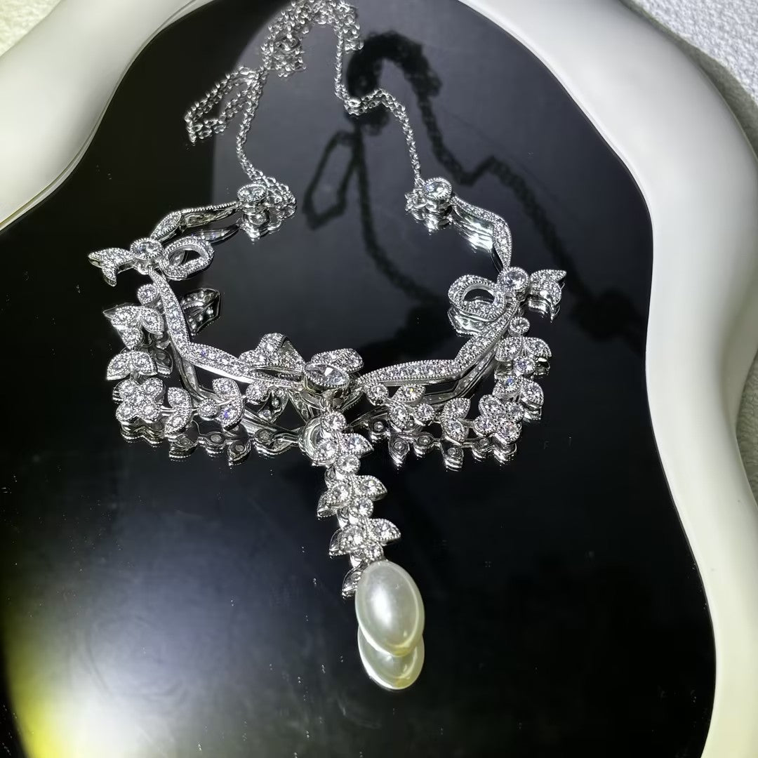 30 Ctw Multi Cut White Cubic Zirconia 925 Sterling Silver pendant necklace-JOSHINY