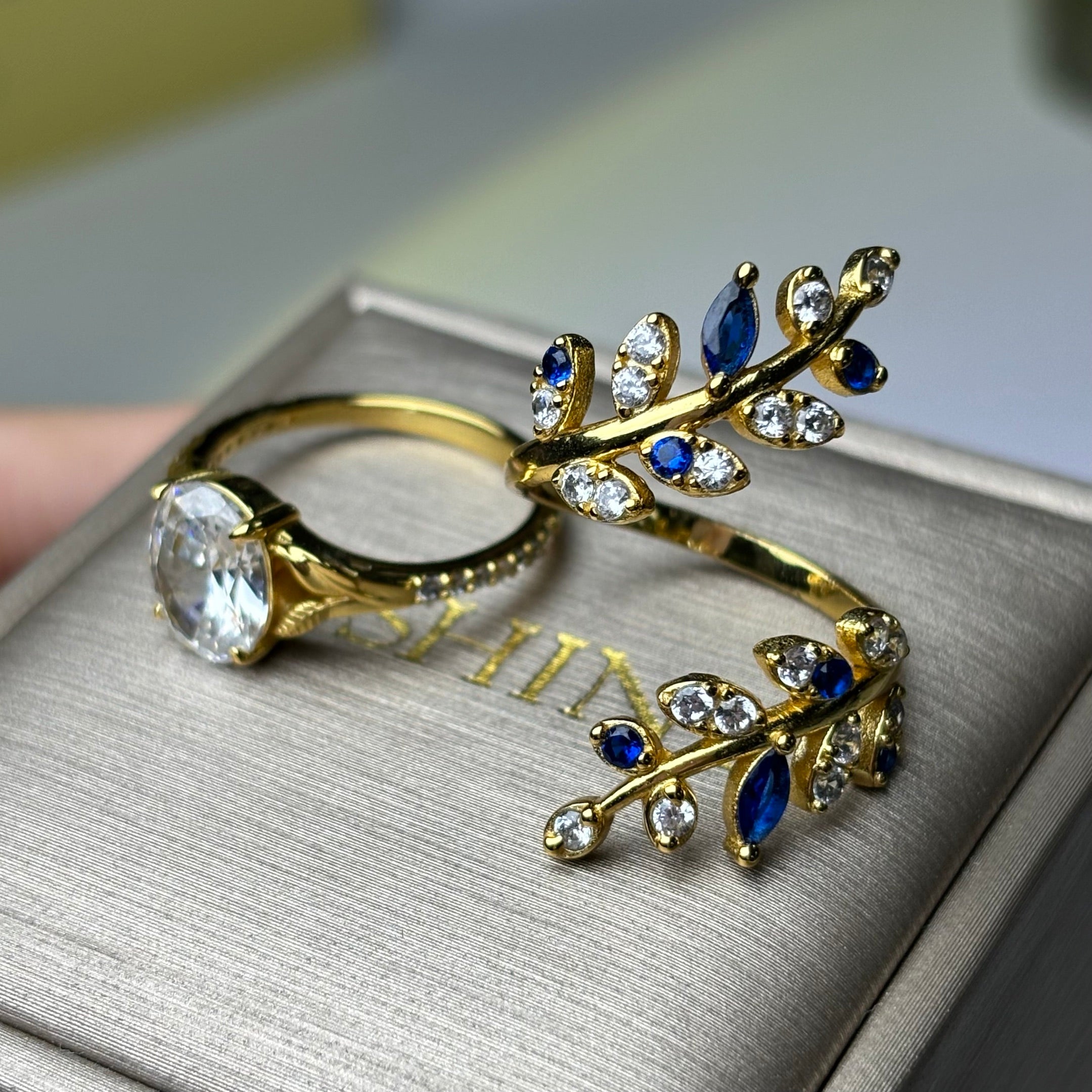 2.5ctw Oval Cut Branch Shape Stacking Ring-JOSHINY