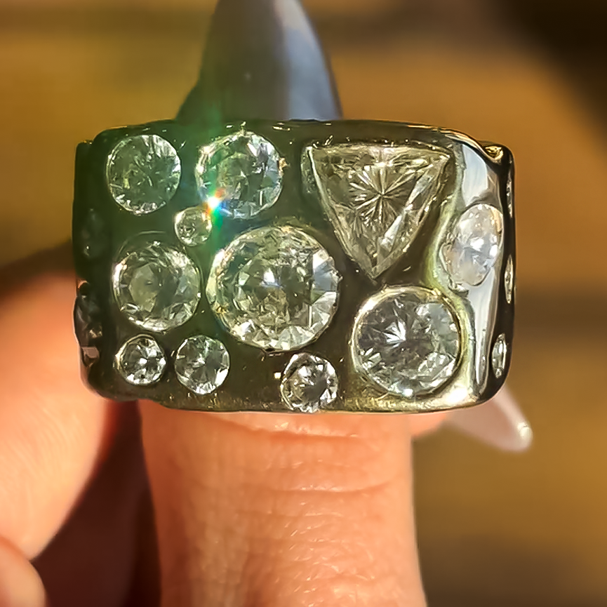 Unique 4 ctw Multi-Cut White Gemstone Multi-Stone Ring -JOSHINY