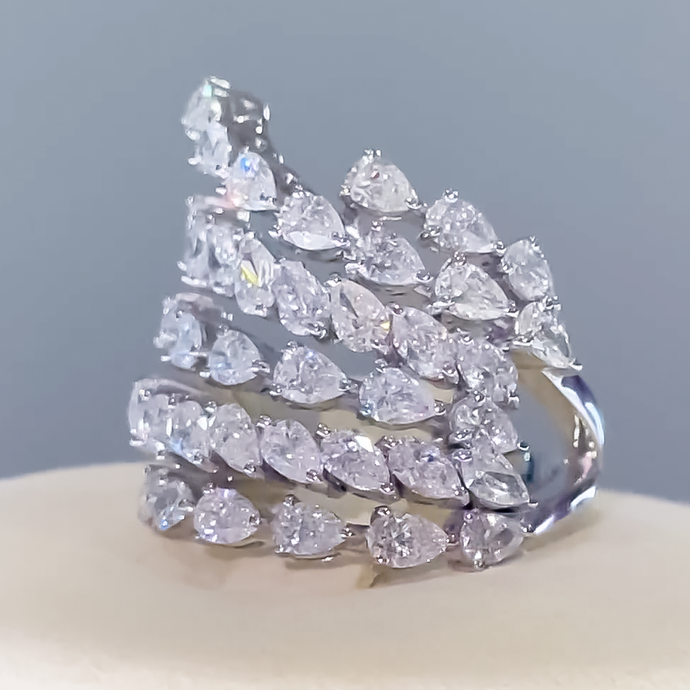 Elegant 2 ctw Pear Cut White Gemstone Cluster Ring -JOSHINY