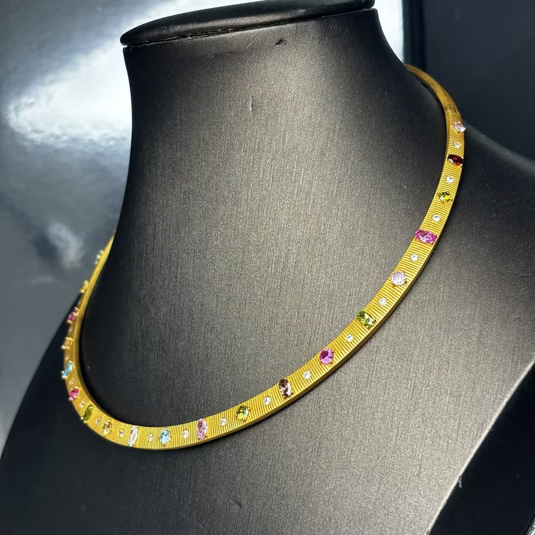 7Ctw Multi-color Gemstone Necklace-JOSHINY