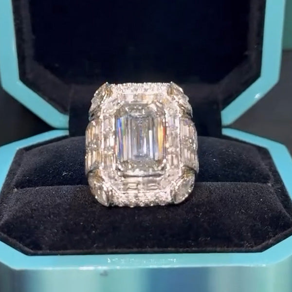 12ctw Emerald Cut Full Diamond Champion Ring -JOSHINY