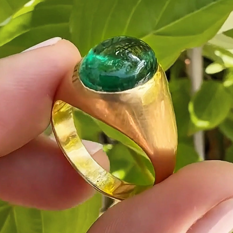 12ct Emerald Cabochon Ring -JOSHINY