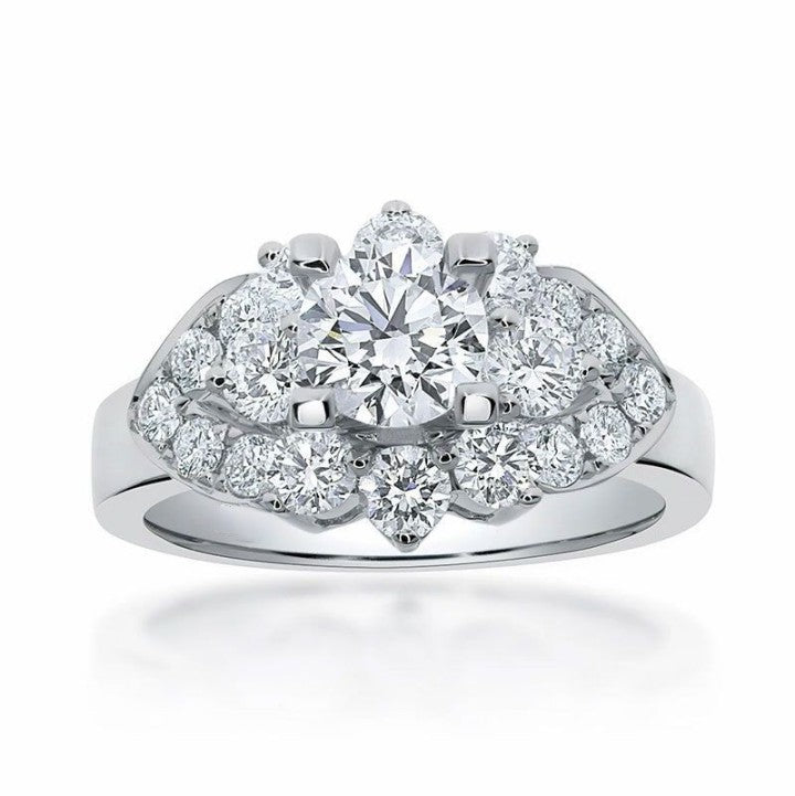 3.0ct Leaf Diamond Halo Ring -JOSHINY