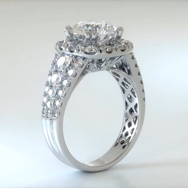 3ct Round Cut Fine Diamond Engagement Ring -JOSHINY