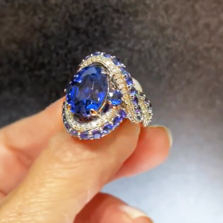 Gorgeous 11 ctw Oval Cut Sapphire Cocktail Ring -JOSHINY