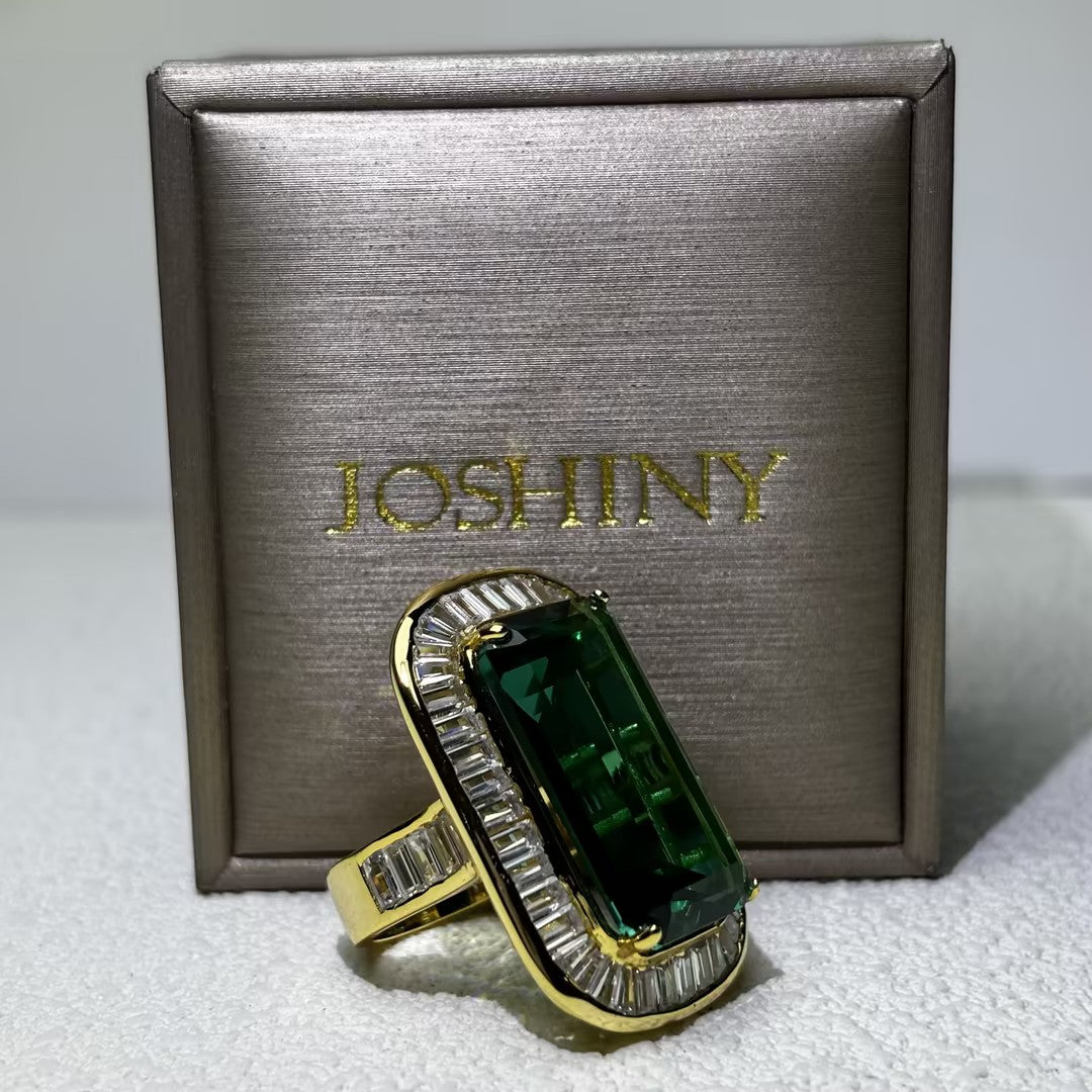 15.33Ctw Brilliant Emerald Baguette Luxury Ring-JOSHINY