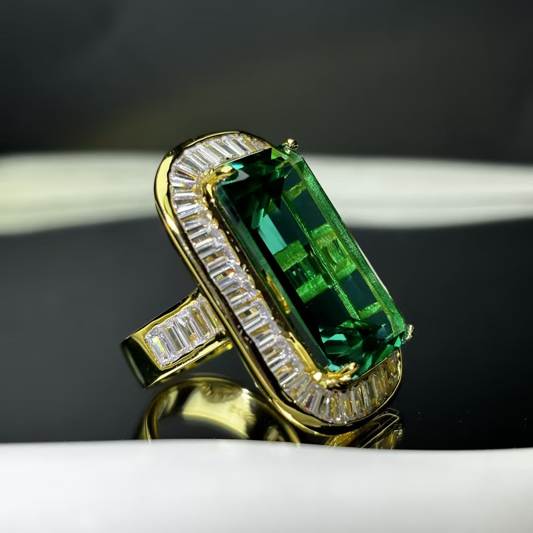 15.33Ctw Brilliant Emerald Baguette Luxury Ring-JOSHINY