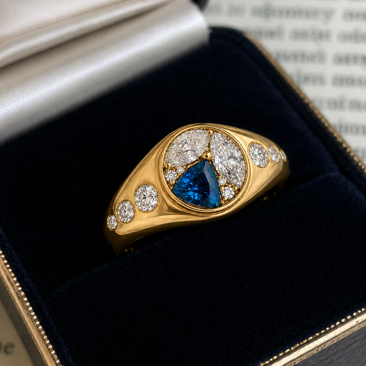 2CTW Trilliant Cut Blue Cubic Zirconia Delicate 925 Sterling Silver Ring-Joshiny