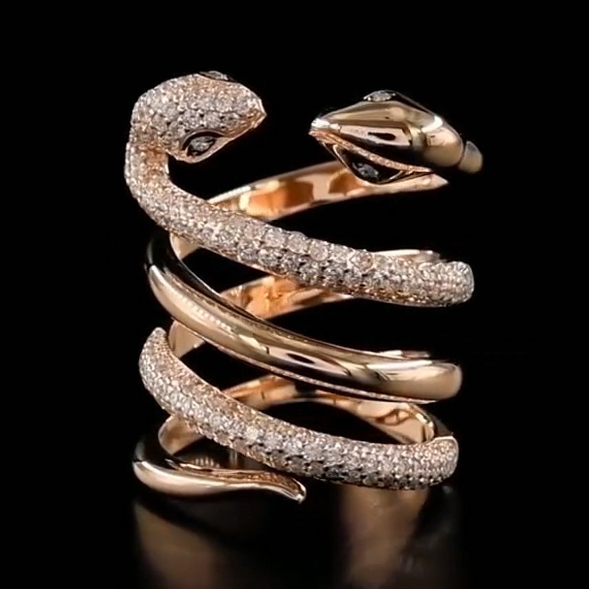 1.5ctw Round Cut Double Serpent Intertwined Ring -JOSHINY