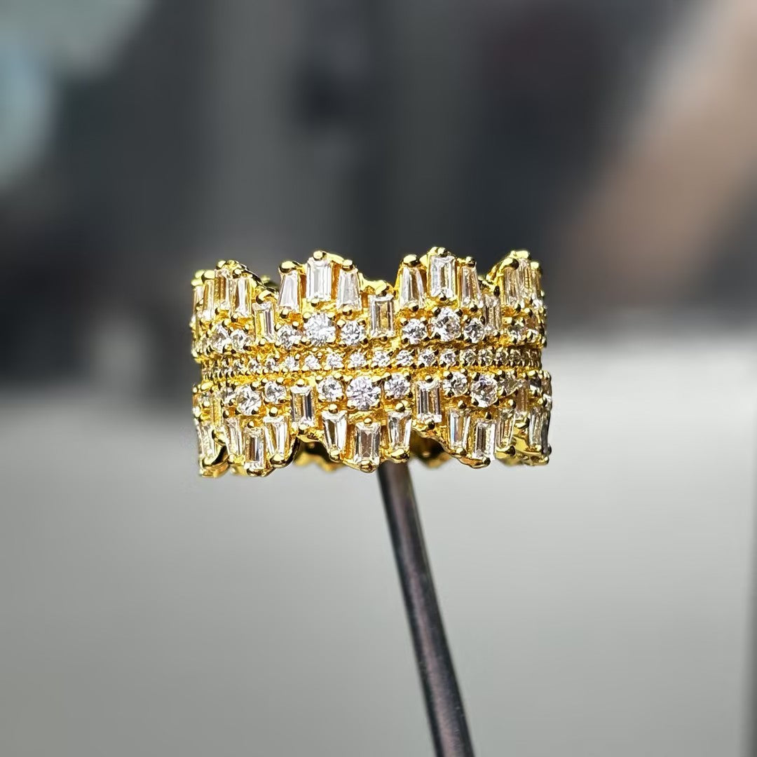 2.8Ctw Rectangular/Round Gemstone Eternity Ring