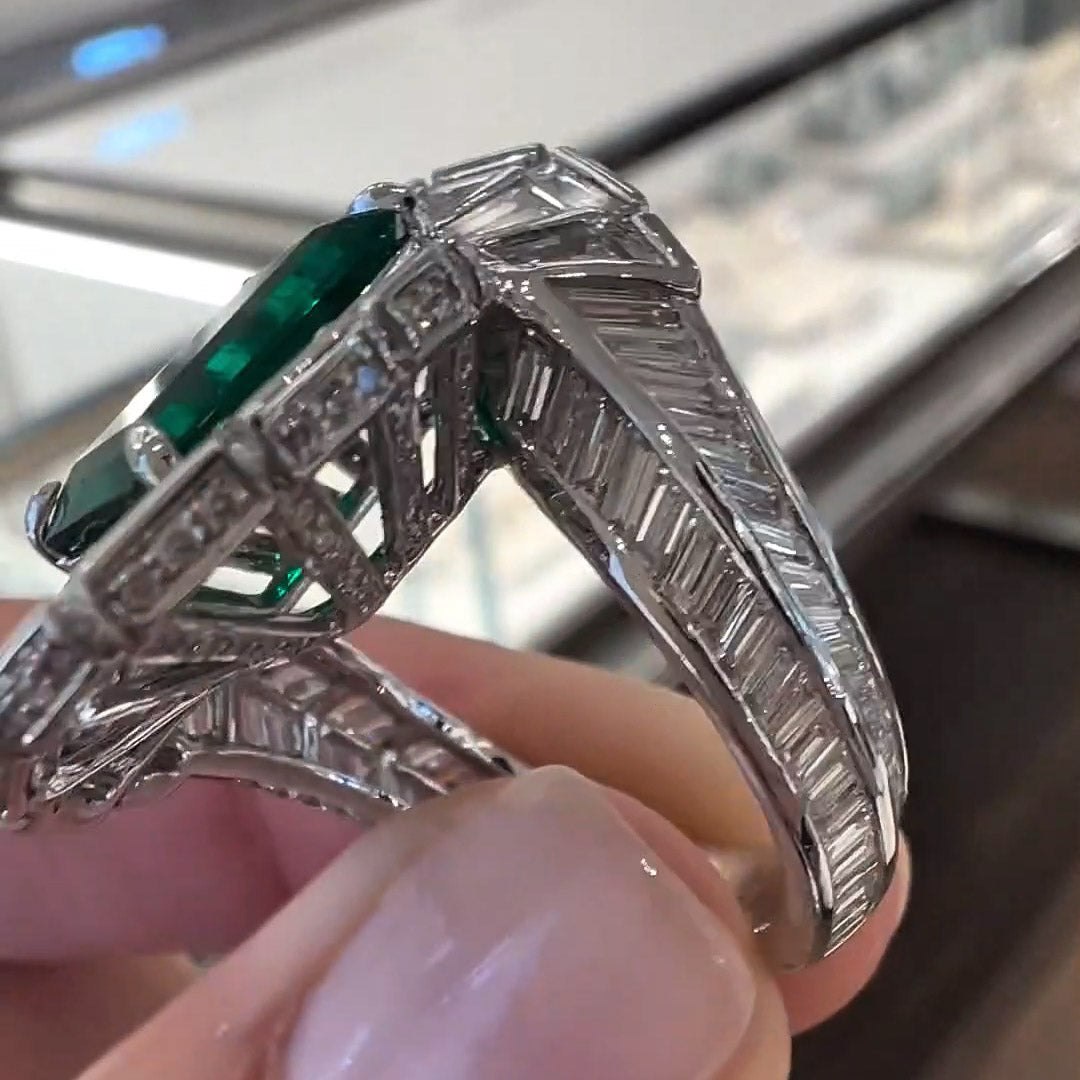 8.0ctw Emerald Cut Art Ring -JOSHINY