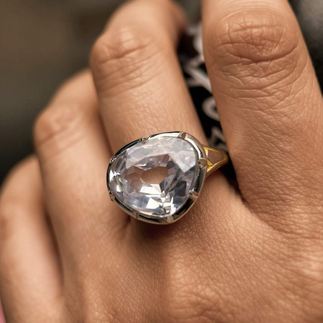 6Ct rose-cut triangular antique gemstone ring