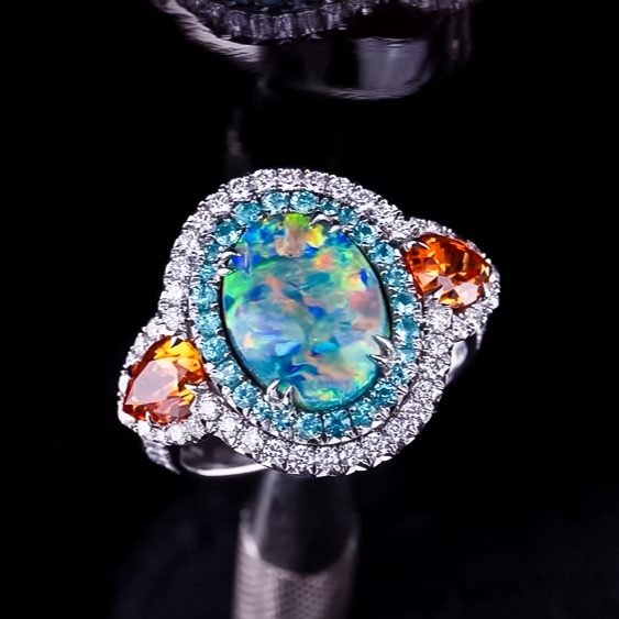 Stylish 6 ctw Three Stone Gorgeous Opal Ring -JOSHINY