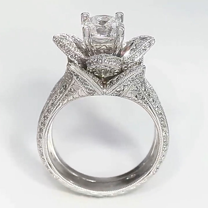 6.0ctw Round Cut Blooming Flower Diamond Engagement Ring -JOSHINY