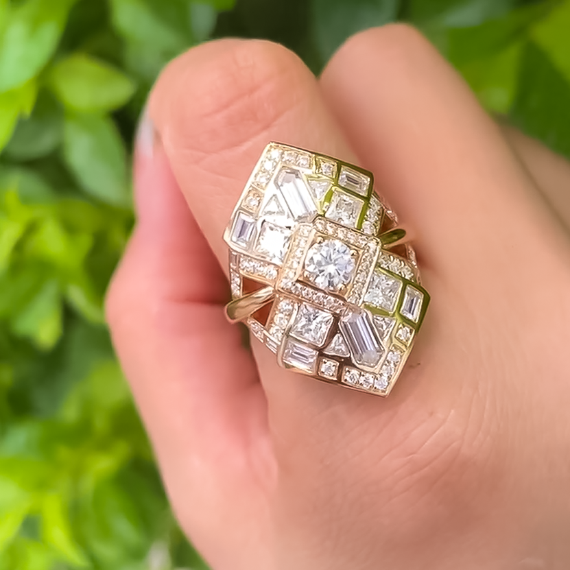 Exquisite 3 ctw Multi-Cut White Gemstone Ring -JOSHINY