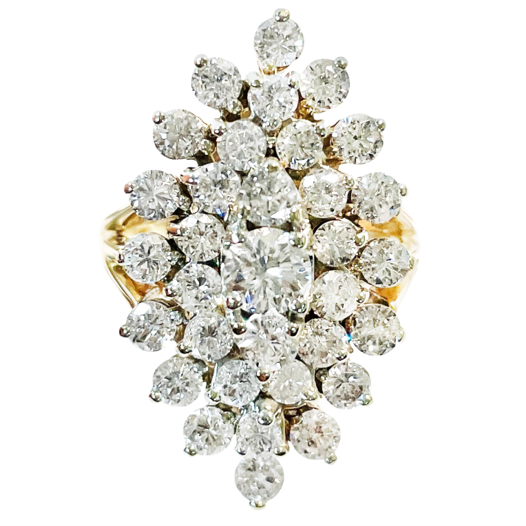 Gorgeous 6 ctw Round Cut White Gemstone Cluster Ring -JOSHINY