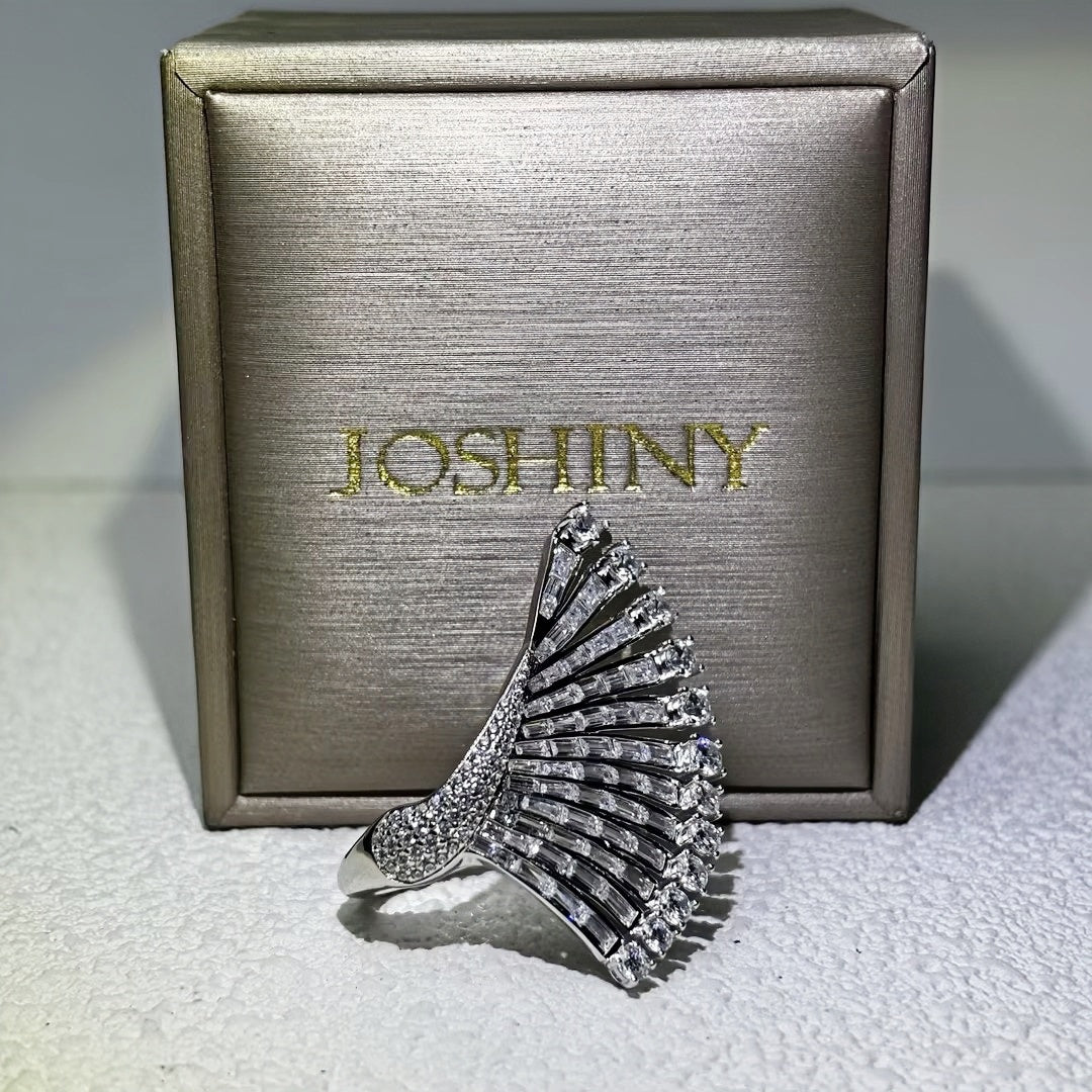 11 CTW Baguette & Round Cut White Cubic Zirconia 925 Sterling Silver Vintage Ring & Earrings-JOSHINY