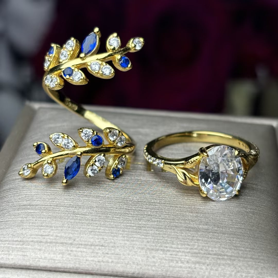 2.5ctw Oval Cut Branch Shape Stacking Ring-JOSHINY