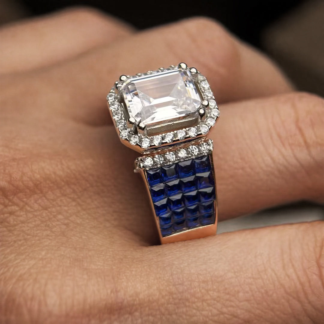 3.1Ctw Blue and White Gemstone Engagement Ring-JOSHINY