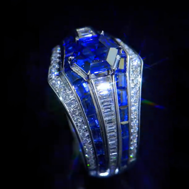 Vintage 5 ctw Hexagonal Cut Sapphire Ring for Men and Women -JOSHINY