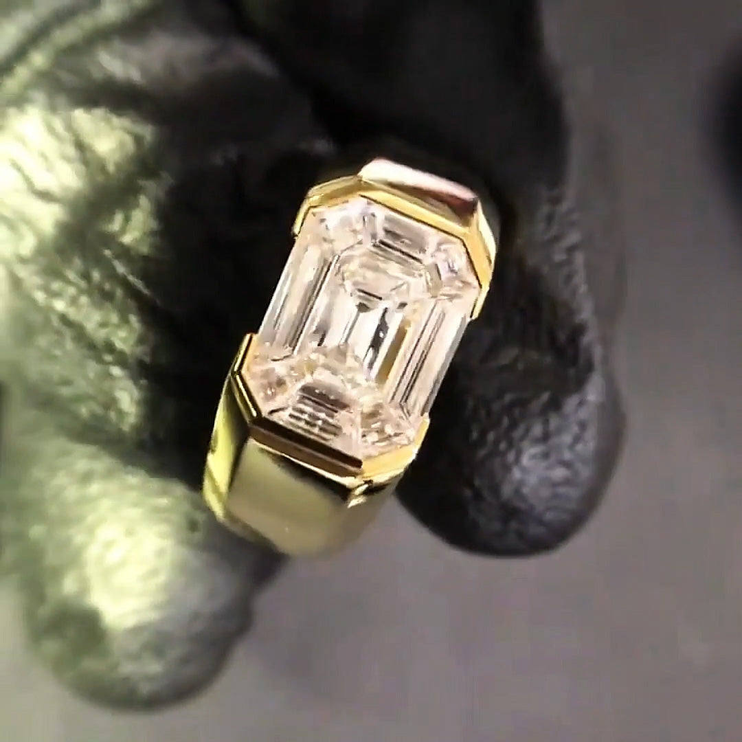 4.0ct Fine Emerald Cut Engagement Ring -JOSHINY