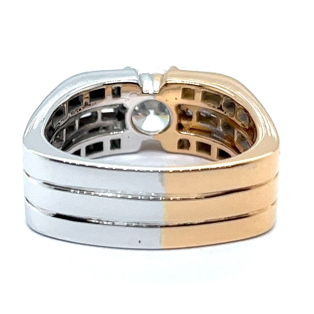 3.12ctw Round and Baguette Cut Two Colour Gold Plated Ring -JOSHINY