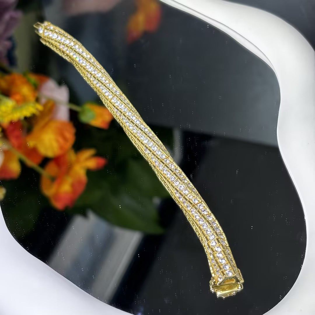 6 Ctw Round Cut White Cubic Zirconia 925 Sterling Silver Bracelet-JOSHINY